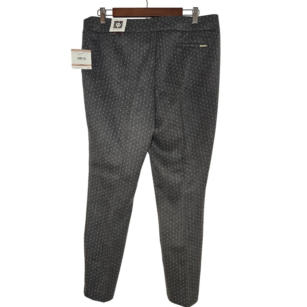 Anne Klein Womens Charcoal White Pindot Slim Ankle Pants Sz 12 NWT 10732536-7E0 - Picture 2 of 11